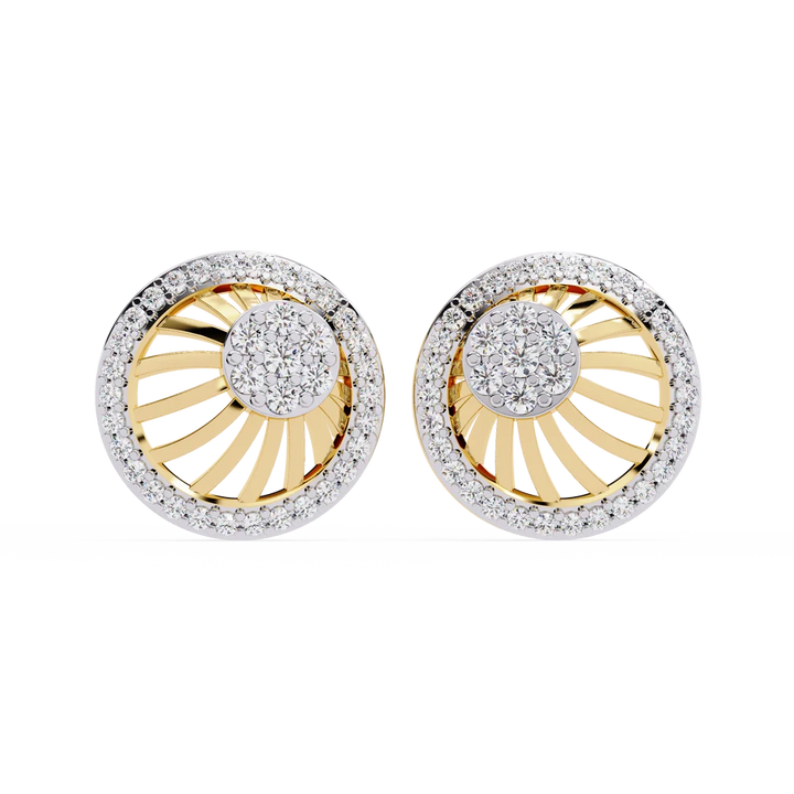 Sunburst Diamond Halo Stud Earrings in Gold