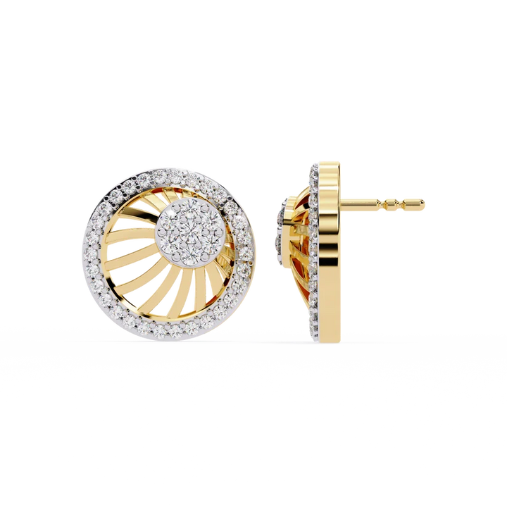 Sunburst Diamond Halo Stud Earrings in Gold