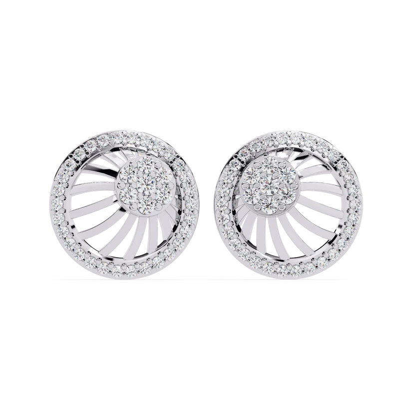 Sunburst Diamond Halo Stud Earrings in Gold