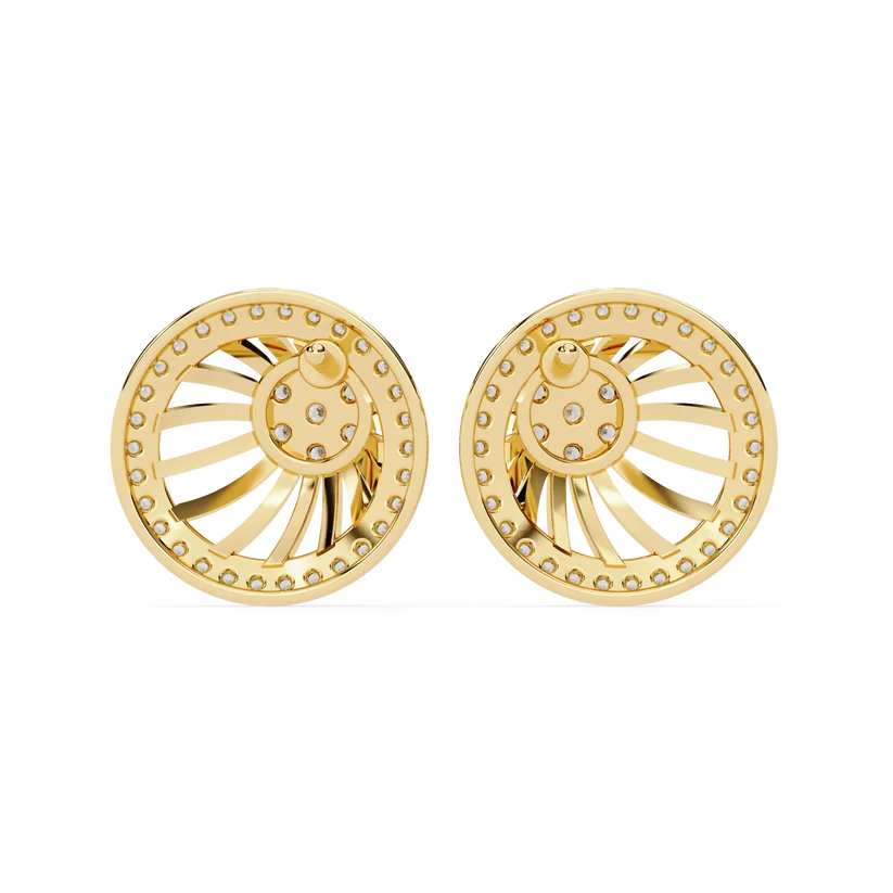Sunburst Diamond Halo Stud Earrings in Gold