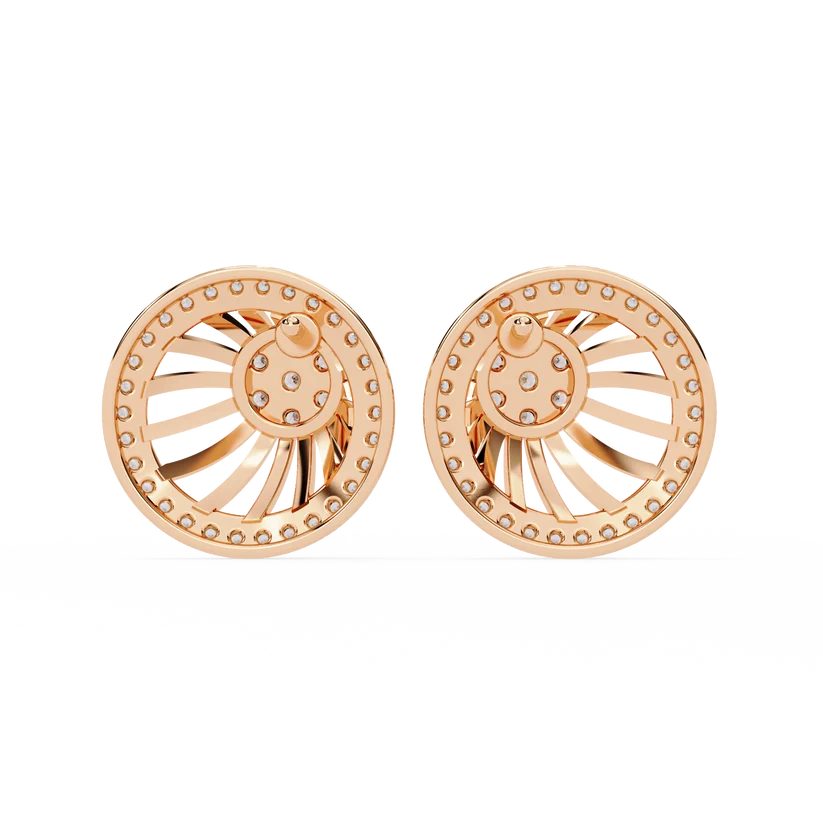 Sunburst Diamond Halo Stud Earrings in Gold
