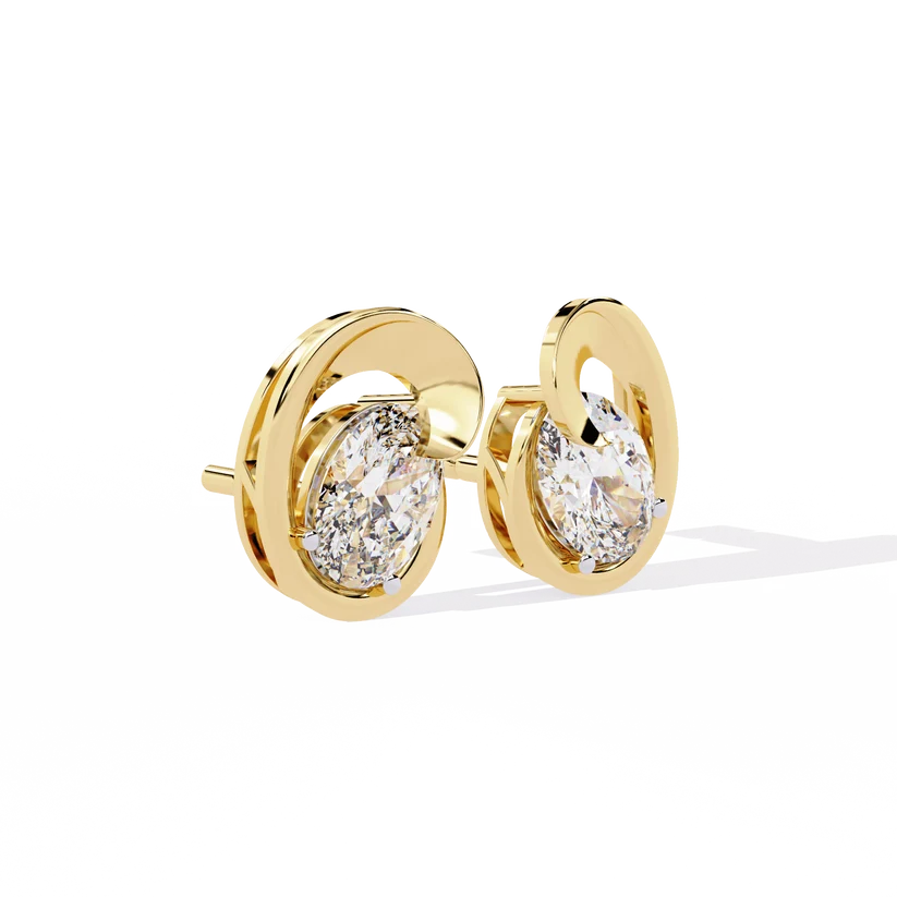 Elegant Interlocking Oval Diamond Stud Earrings