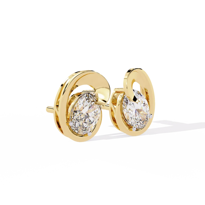 Elegant Interlocking Oval Diamond Stud Earrings