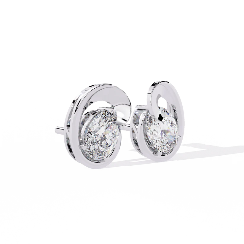Elegant Interlocking Oval Diamond Stud Earrings