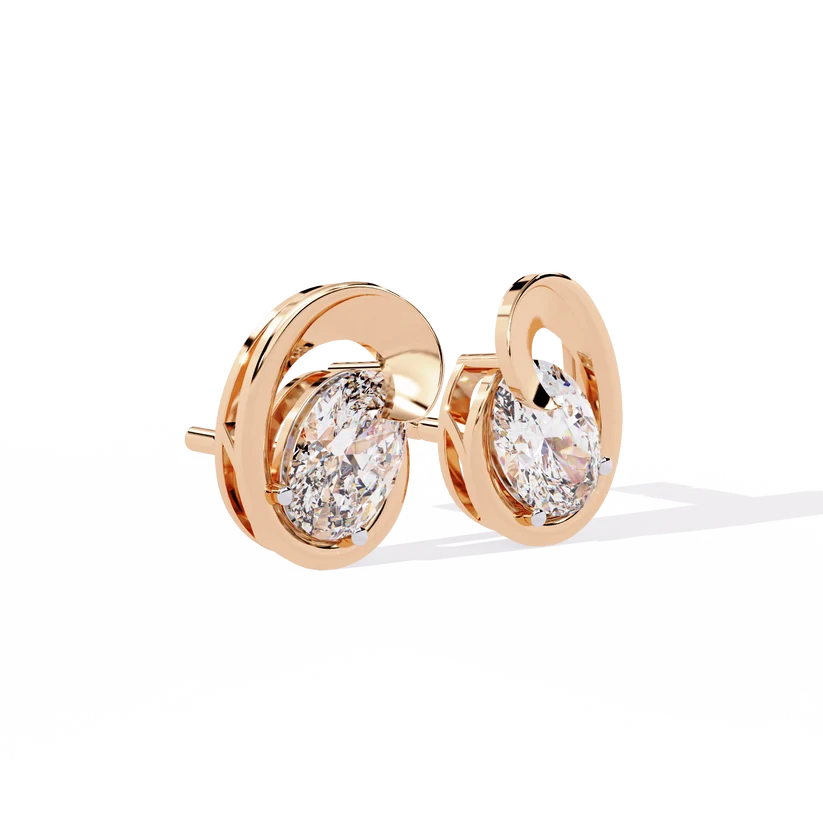 Elegant Interlocking Oval Diamond Stud Earrings