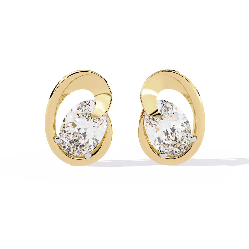 Elegant Interlocking Oval Diamond Stud Earrings
