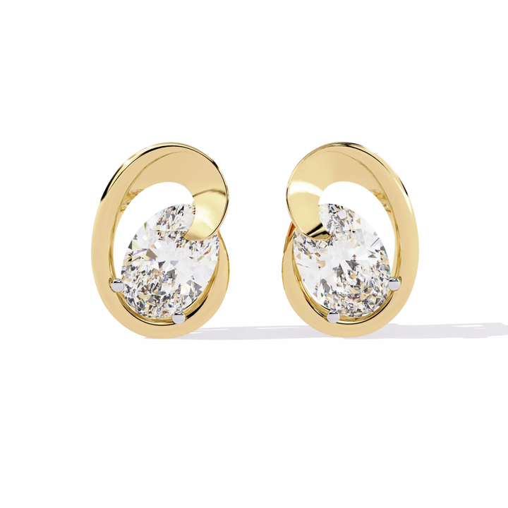 Elegant Interlocking Oval Diamond Stud Earrings