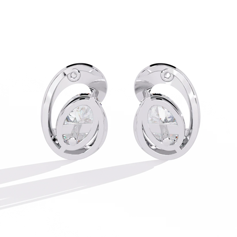 Elegant Interlocking Oval Diamond Stud Earrings