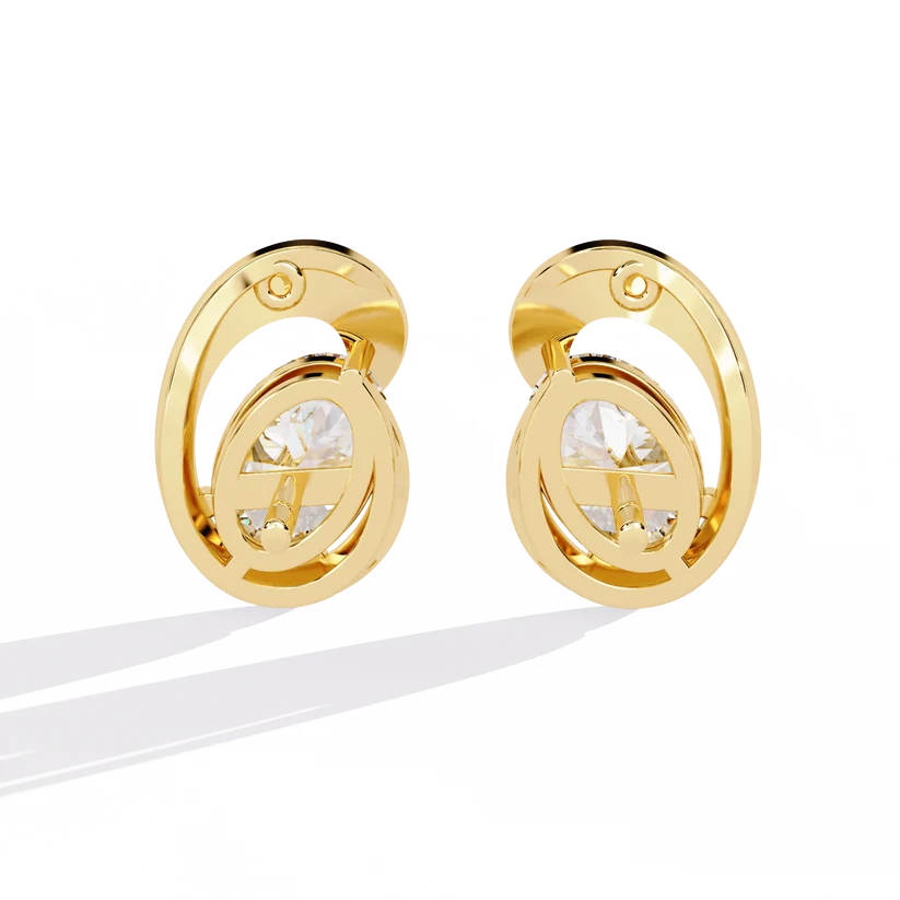 Elegant Interlocking Oval Diamond Stud Earrings