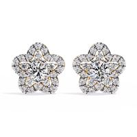 Floral Diamond Cluster Stud Earrings – Blooming Pavé Flower Design