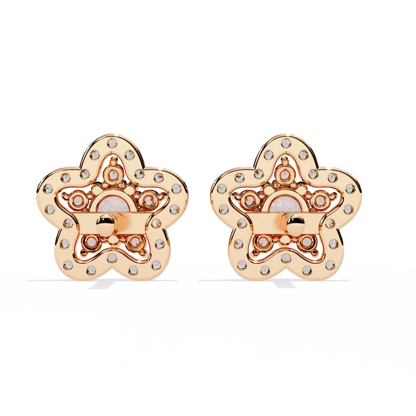 Floral Diamond Cluster Stud Earrings – Blooming Pavé Flower Design