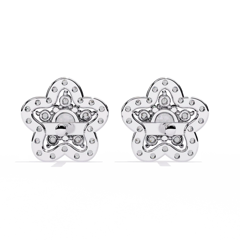 Floral Diamond Cluster Stud Earrings – Blooming Pavé Flower Design