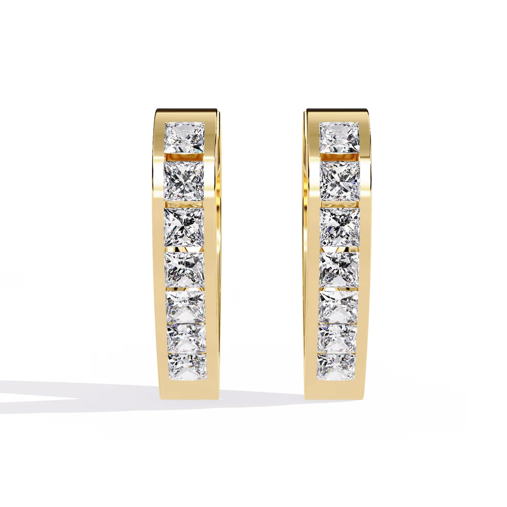 Princess-Cut Diamond Heart Hoop Earrings