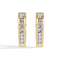 Princess-Cut Diamond Heart Hoop Earrings