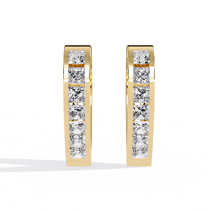 Princess-Cut Diamond Heart Hoop Earrings