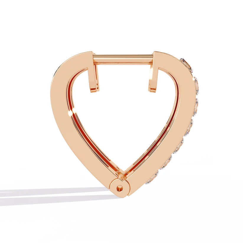 Princess-Cut Diamond Heart Hoop Earrings