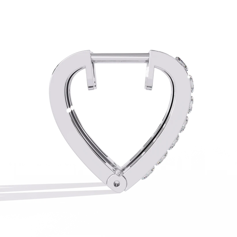 Princess-Cut Diamond Heart Hoop Earrings