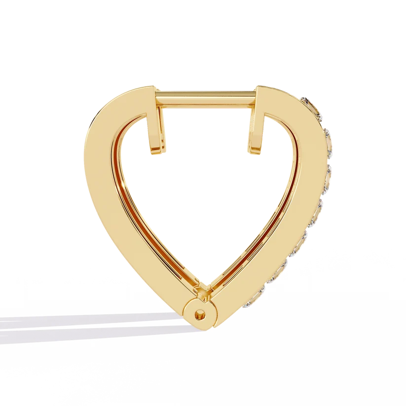 Princess-Cut Diamond Heart Hoop Earrings