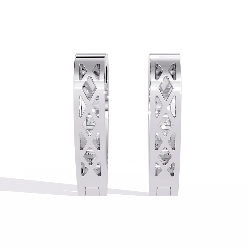 Princess-Cut Diamond Heart Hoop Earrings