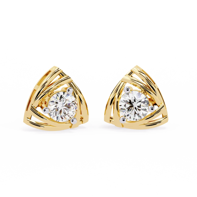 Trio Loop Diamond Triangle Stud Earrings