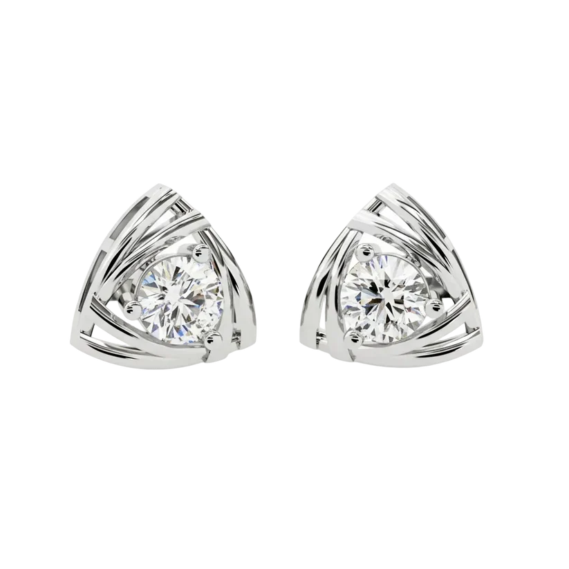 Trio Loop Diamond Triangle Stud Earrings