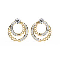 Twisted Rope & Diamond Circle Stud Earrings
