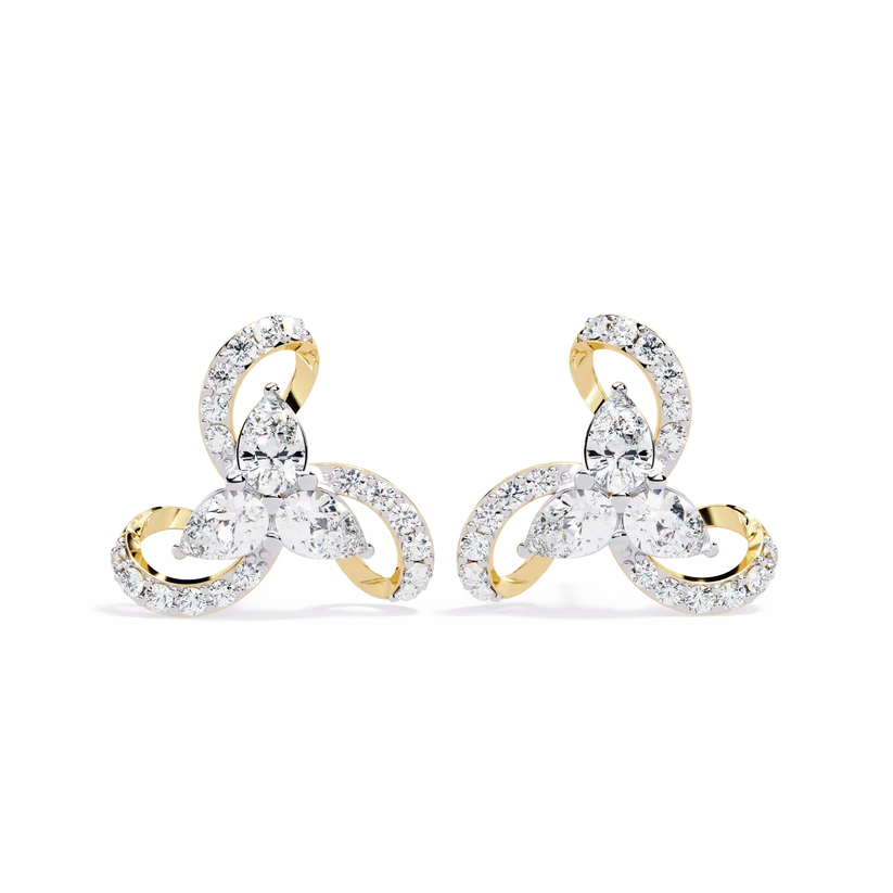 Interlocking Trio Diamond Stud Earrings