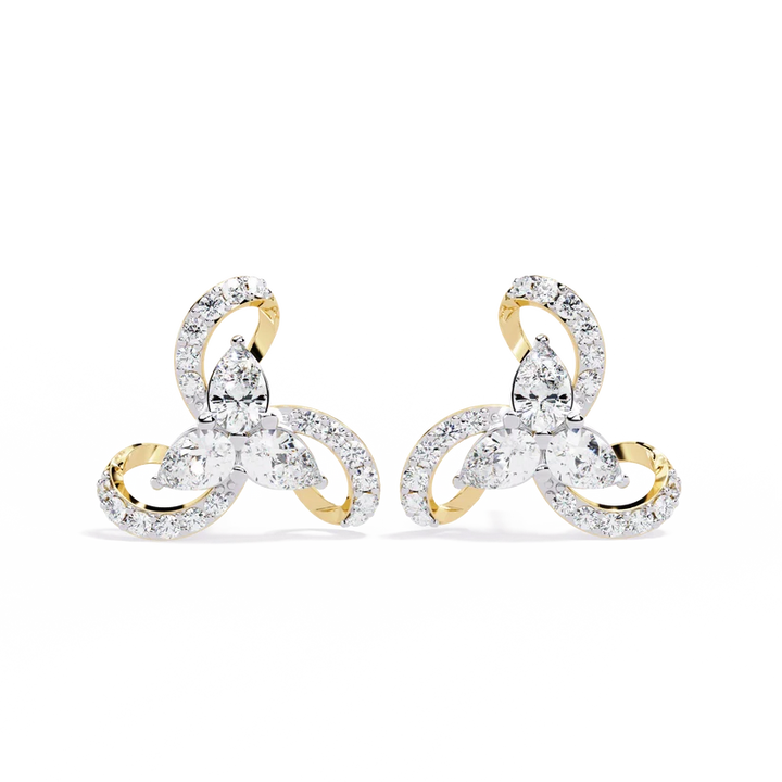 Interlocking Trio Diamond Stud Earrings