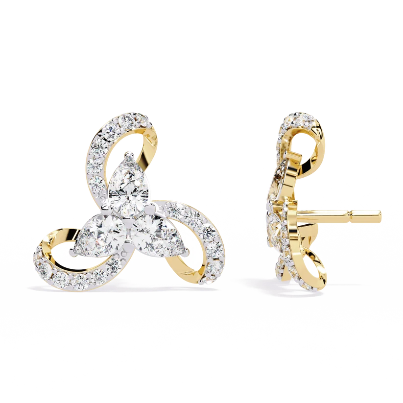 Interlocking Trio Diamond Stud Earrings