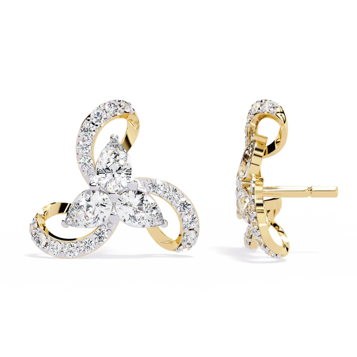 Interlocking Trio Diamond Stud Earrings