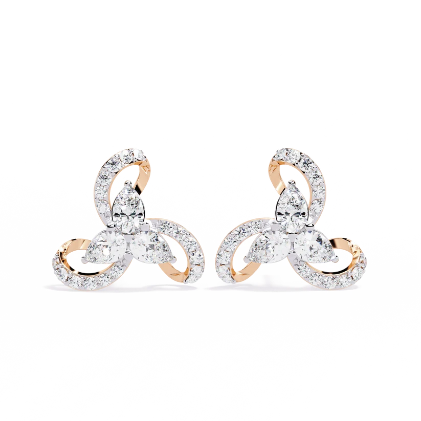 Interlocking Trio Diamond Stud Earrings