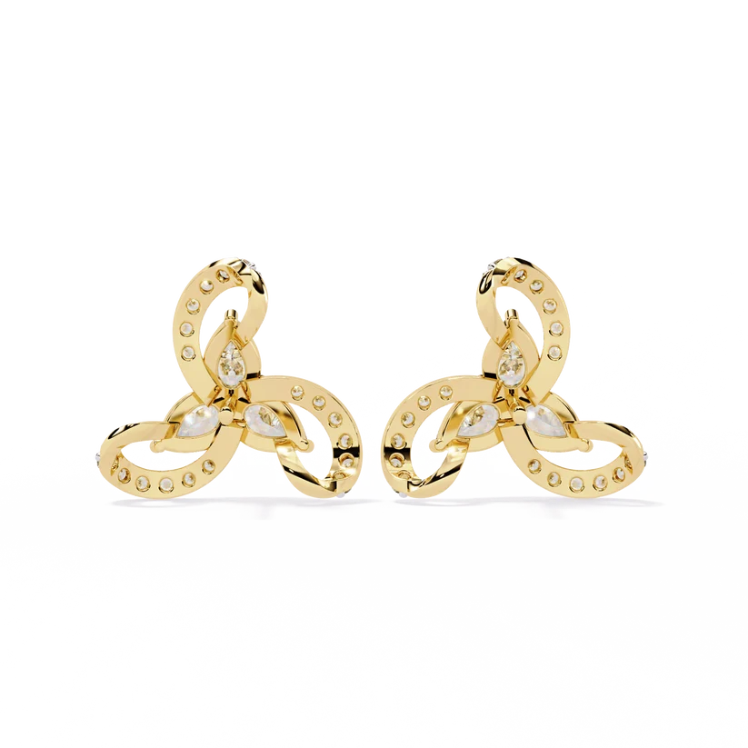 Interlocking Trio Diamond Stud Earrings
