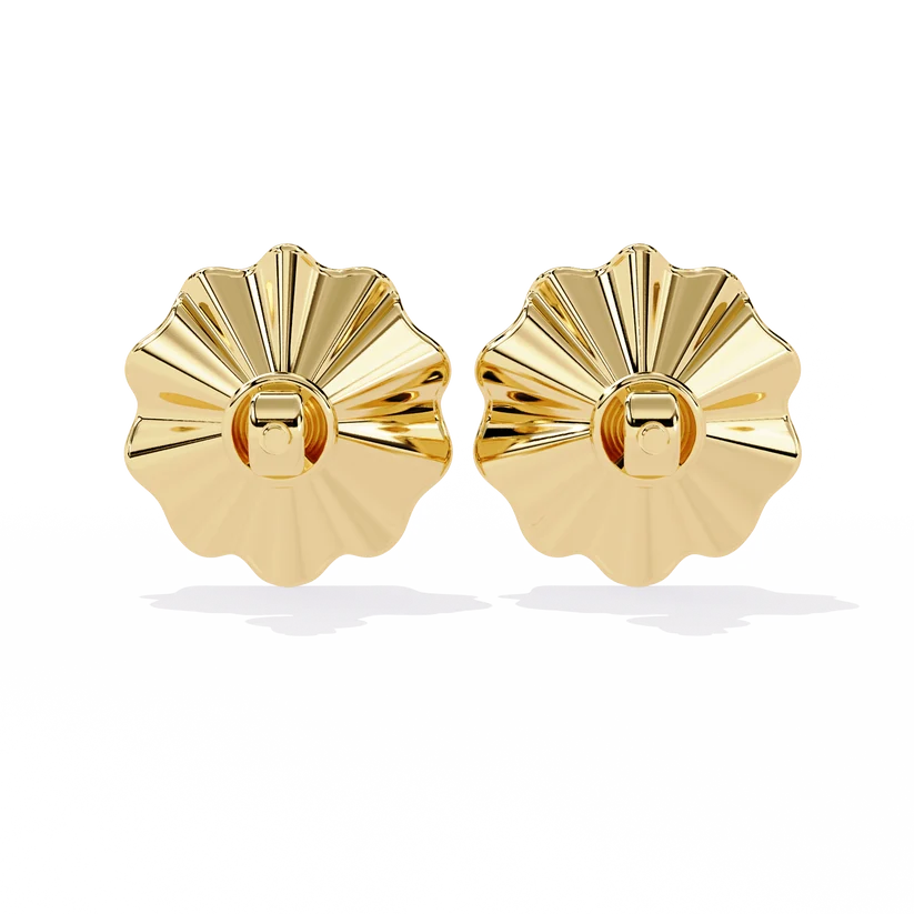 Floral Diamond Fan Stud Earrings