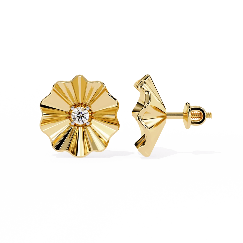 Floral Diamond Fan Stud Earrings