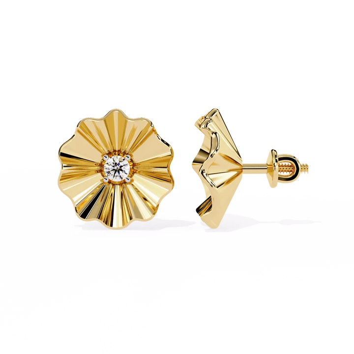 Floral Diamond Fan Stud Earrings