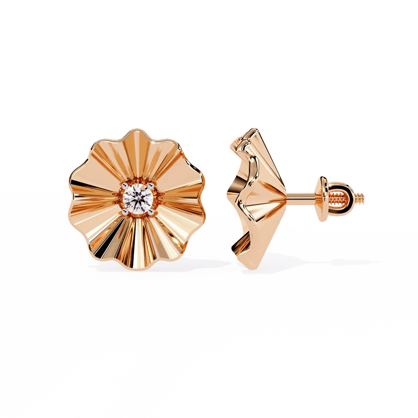 Floral Diamond Fan Stud Earrings
