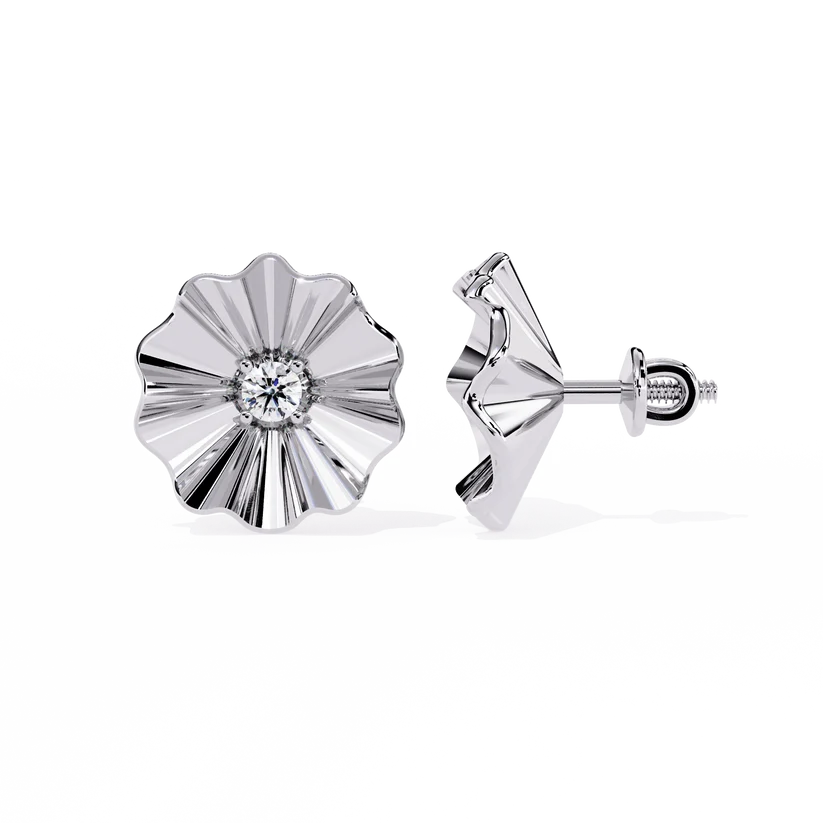 Floral Diamond Fan Stud Earrings