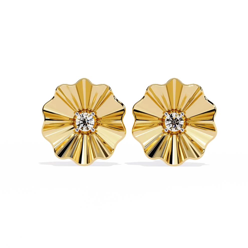 Floral Diamond Fan Stud Earrings