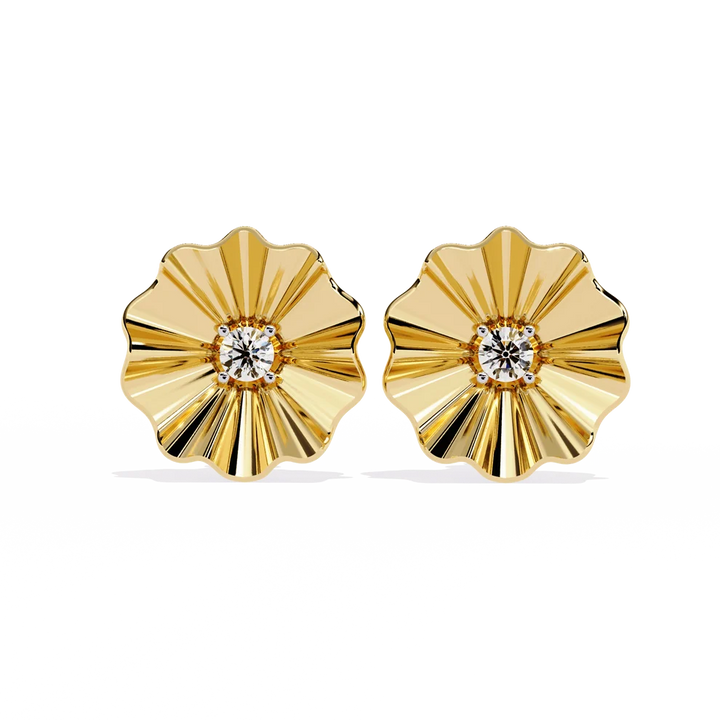 Floral Diamond Fan Stud Earrings