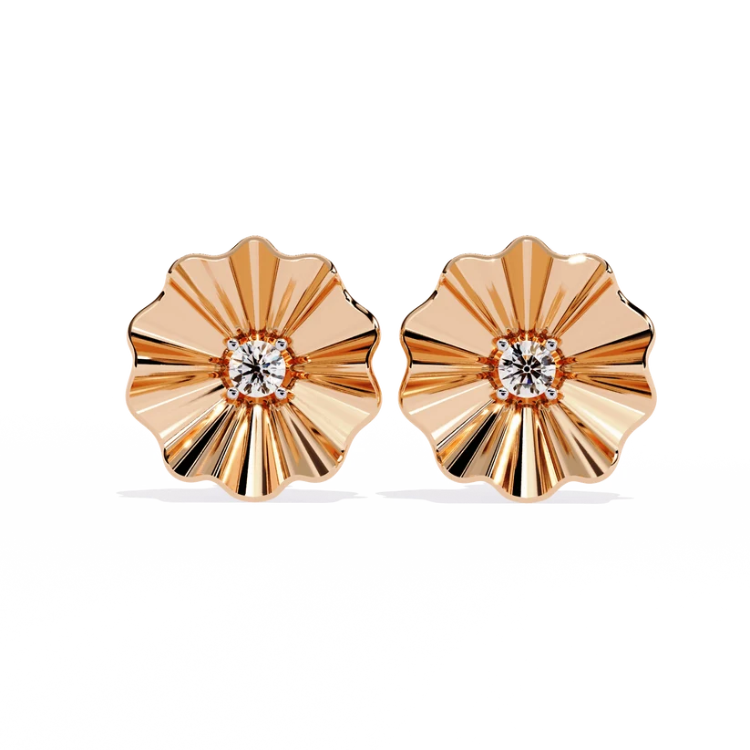 Floral Diamond Fan Stud Earrings
