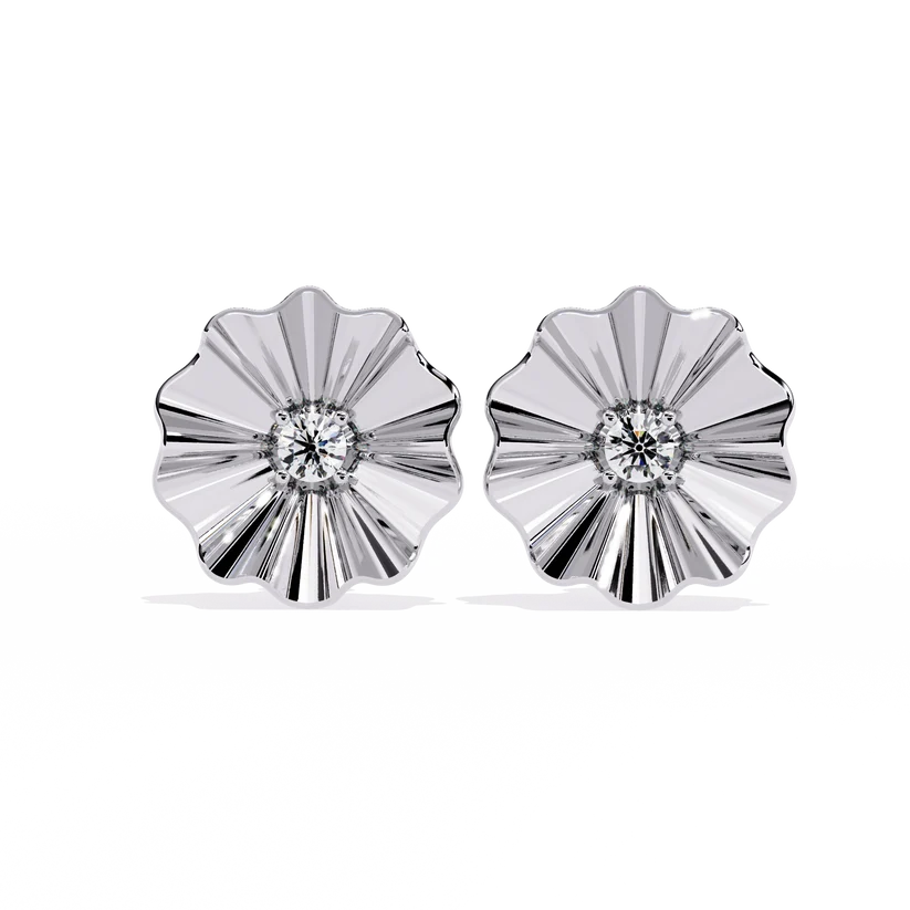 Floral Diamond Fan Stud Earrings