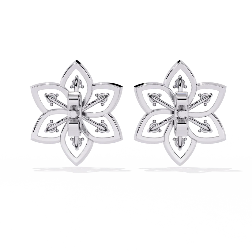Elegant Floral Diamond Gold Stud Earrings