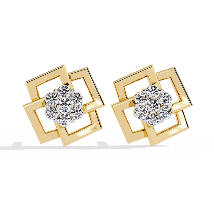 Geometric Diamond Cluster Stud Earrings
