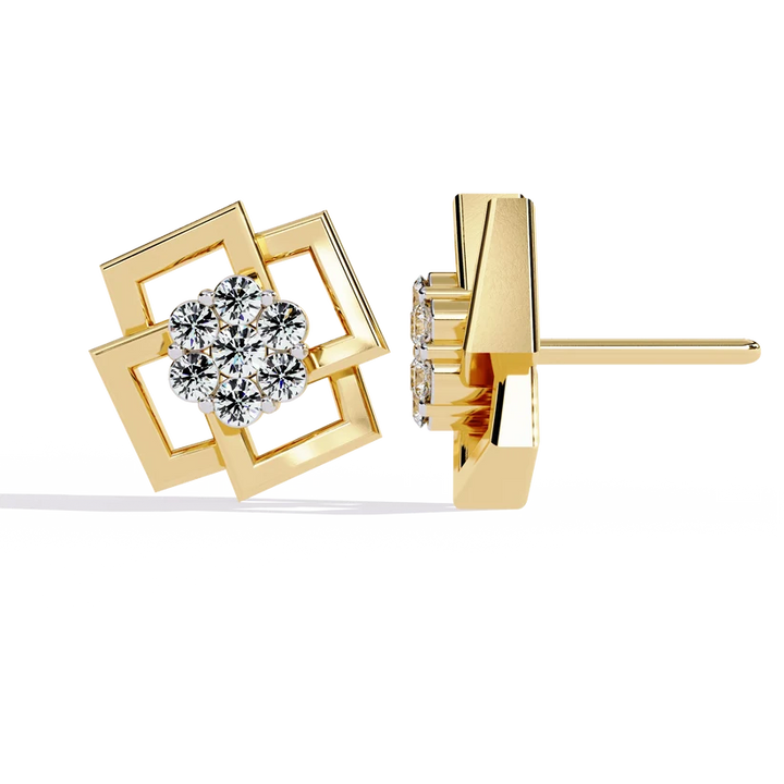 Geometric Diamond Cluster Stud Earrings