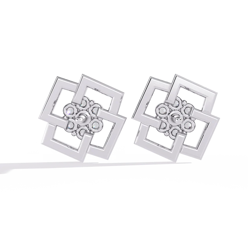 Geometric Diamond Cluster Stud Earrings