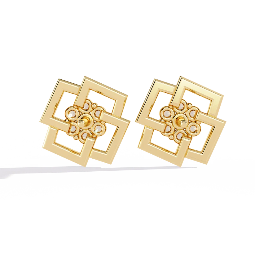 Geometric Diamond Cluster Stud Earrings