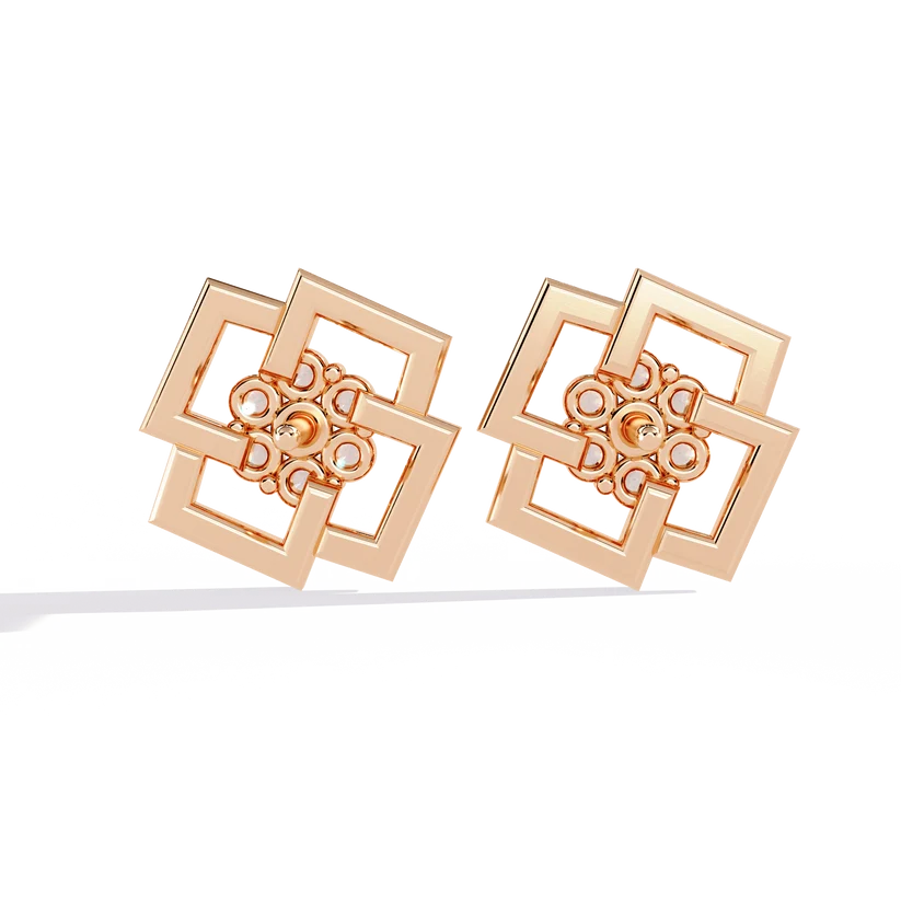 Geometric Diamond Cluster Stud Earrings