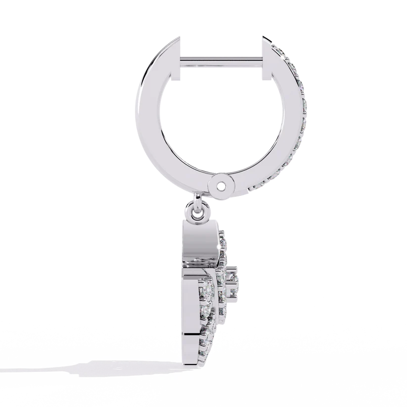 Diamond Fan-Shaped Drop Hoop Earrings