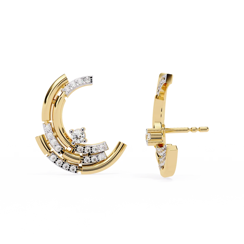 Diamond Double-Curve Hoop Earrings