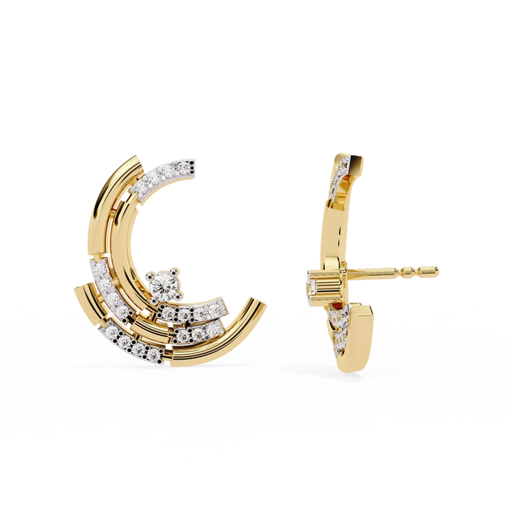 Diamond Double-Curve Hoop Earrings